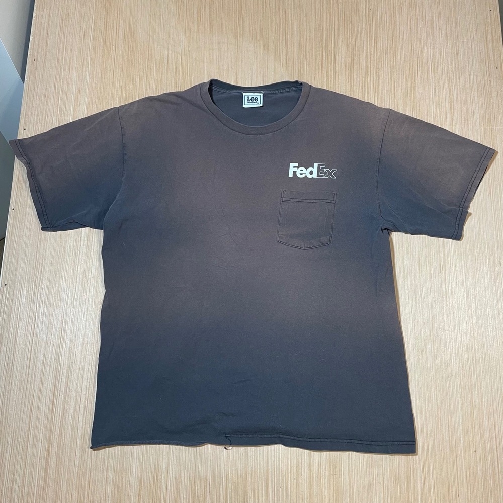 Lee Sport FedEx Pocket Tee Mens Faded Black Short Sleeve Graphic T-Shirt Large